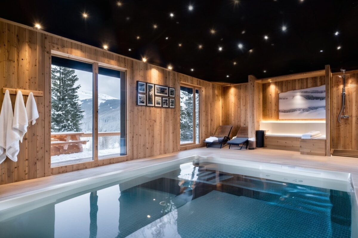 CHALET DU ROCHER BLANC piscine intérieure - chalet luxe à vedre à serre chavalier