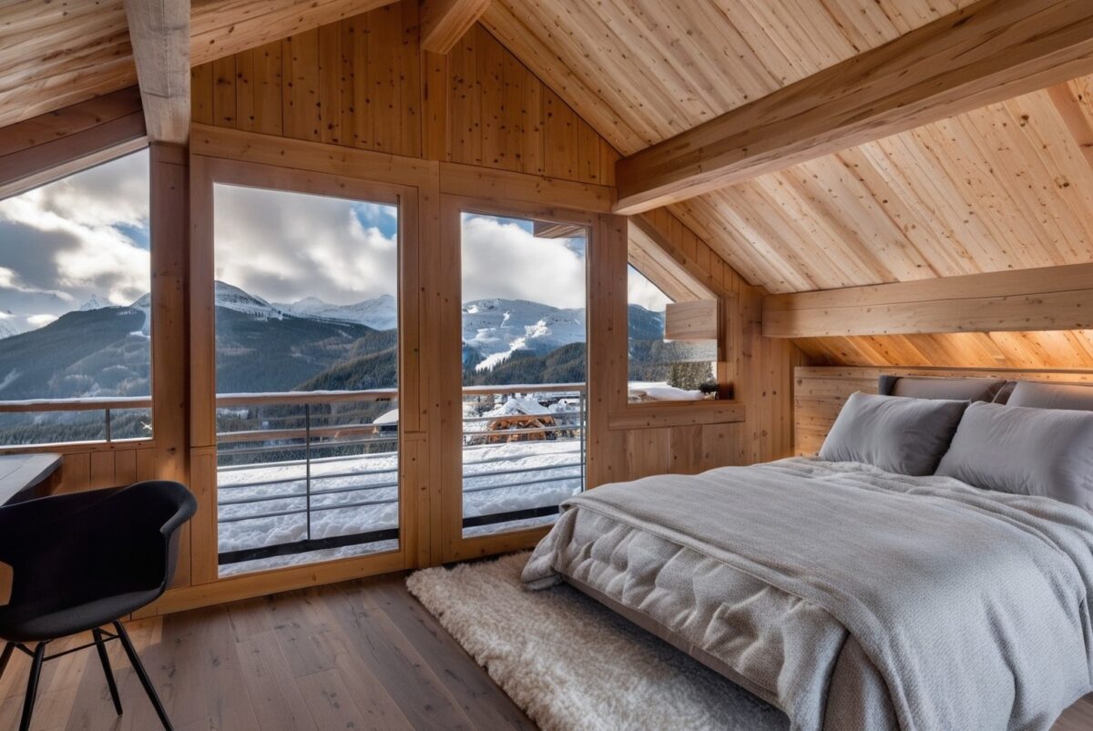 CHALET DU ROCHER BLANC Vues 3D intérieur Suite vue sur les sommets Prorel serre chevalier chalet exception à vendre