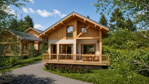 SABOT DE VENUS Chalet B Façade sud été